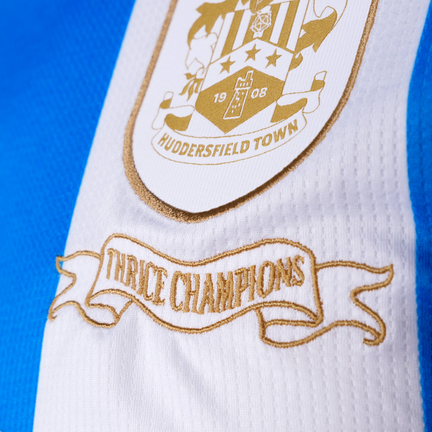 Huddersfield Town Thrice Champions back panel detail