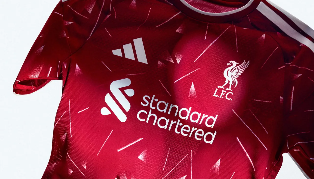 Liverpool's 2026/27 adidas home shirt: geometric patterns and a title-winning tribute