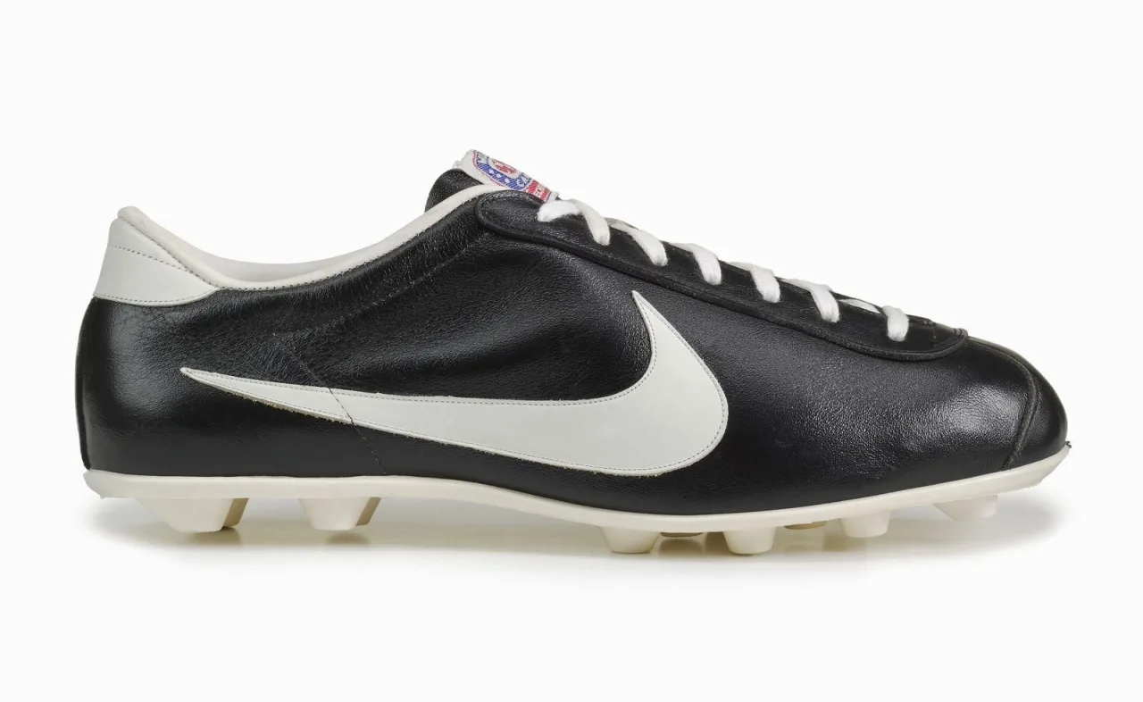 Nike's first football shoe, 1971, The Nike, priced at $16.95