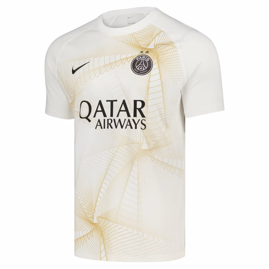 PSG 2026/27 Champions League pre-match shirt, Gold & Black, front