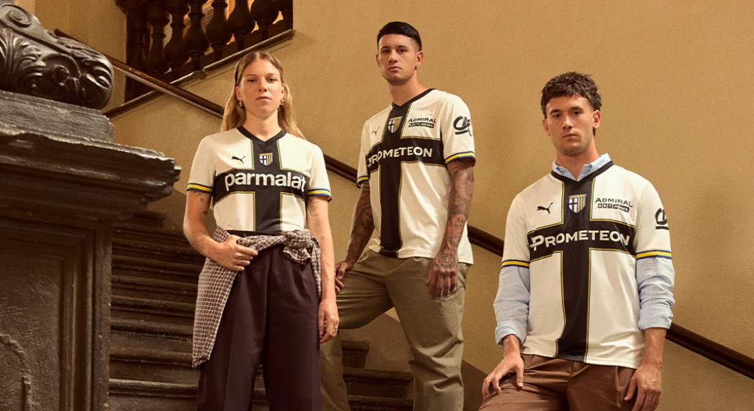 Parma's 2026/27 Puma home kit keeps the cross, adds yellow and blue trim