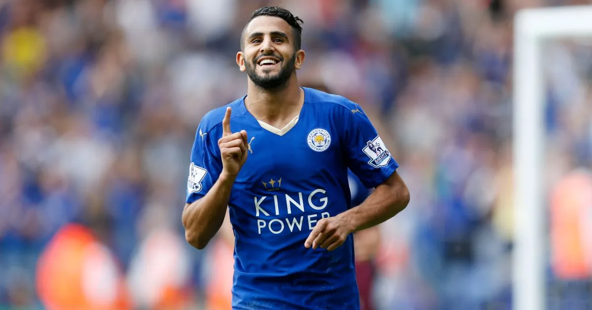 Riyad Mahrez in the Leicester City 2015-16 home kit