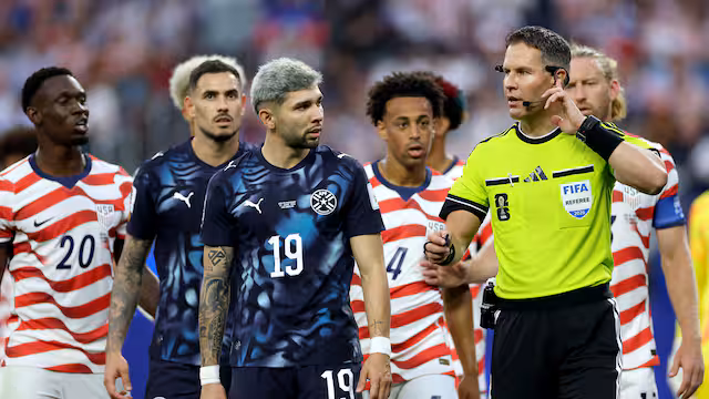 VAR review during USA vs Paraguay